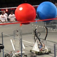 Robots competing at Boston FIRST competion at Agganis Arena, Boston University Robots competing at Boston FIRST competion at Agganis Arena, Boston University