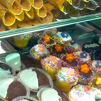 Italian Pastries on display at Modern Pastry in Boston's North End