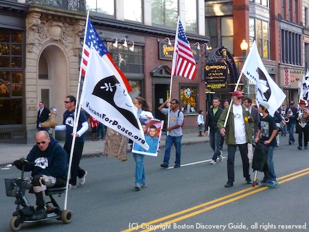 Marchers in Veterans for Peace Parade in Boston 
