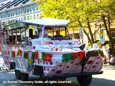 Float with Italian colors in Boston's Columbus Day Parade