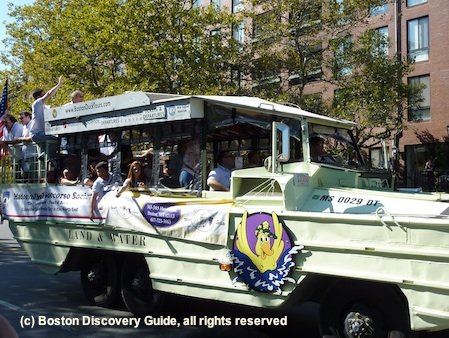 Float with Italian colors in Boston's Columbus Day Parade