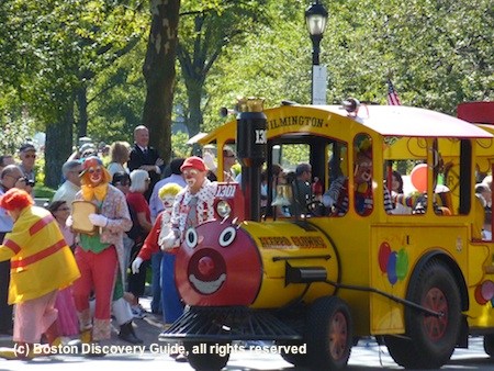 Float with Italian colors in Boston's Columbus Day Parade