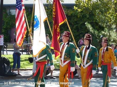 Float with Italian colors in Boston's Columbus Day Parade