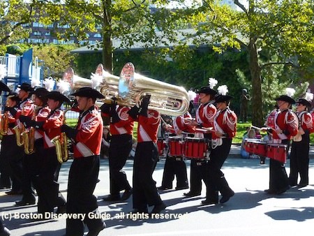 Float with Italian colors in Boston's Columbus Day Parade