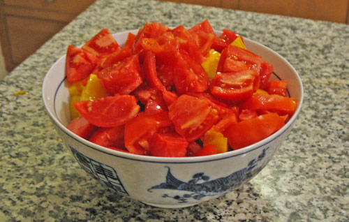 For marinara sauce recipe, chop your tomatoes into large pieces