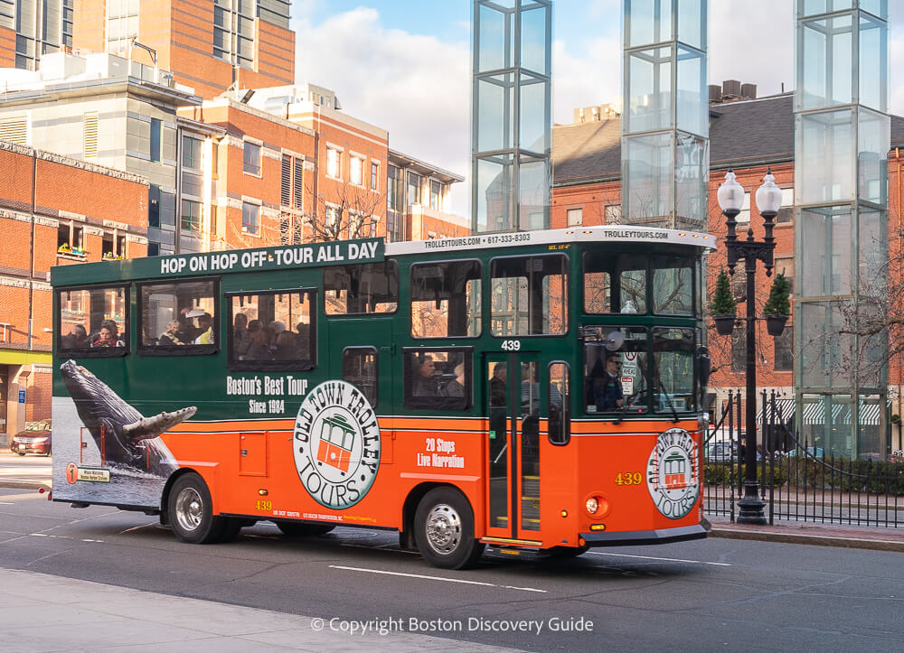 Boston trolley tour near Boston's Freedom Trail