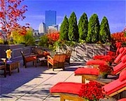 Rooftop terrace at XV Beacon Hotel in Boston