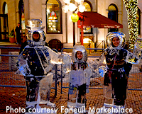 Interactive ice sculptures at Faneuil Hall Marketplace