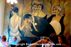Brassesrie Jo Restaurant - Mural on wall / Boston Thanksgiving - www.boston-discovery-guide.com