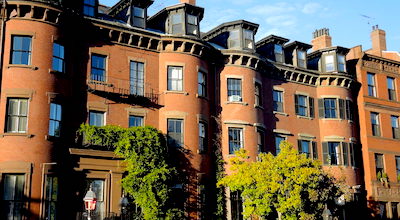 Victorian brownstones in Boston's Back Bay neighborhood