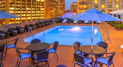 Rooftop swimming pool at Colonnade Hotel in Boston 