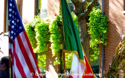 American and Italian flags for Boston Columbus Day Parade American and Italian flags for Boston Columbus Day Parade