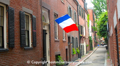 French flag flying in Boston's Beacon Hill neighborhood French flag flying in Boston's Beacon Hill neighborhood