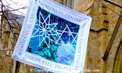 Central Reform Temple sign on Old South Church Central Reform Temple sign on Old South Church