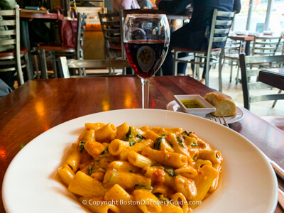 Pasta with cheese sauce at Carmelina's in Boston's North End
