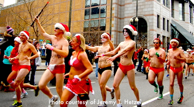 Santa Speedo Run in Back Bay Boston