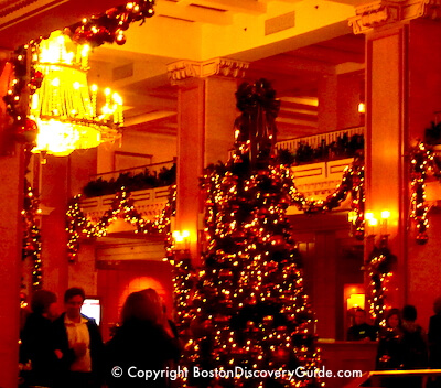 Christmas tree in Park Plaza Hotel Boston Lobby