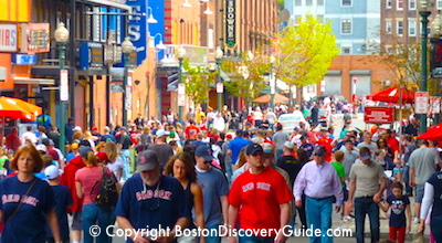 Red Sox Schedule May - Red Sox fans walking to Fenway Park