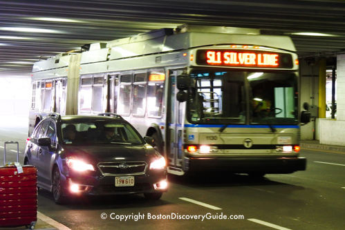Silver Line bus at Boston Logan Airport Silver Line bus at Boston Logan Airport