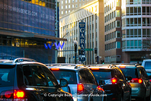 Traffic jam at rush hour on Boston's Stuart Street Traffic jam at rush hour on Boston's Stuart Street