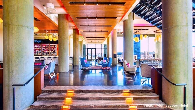 Lounge at Aloft Seaport Lounge at Aloft Seaport