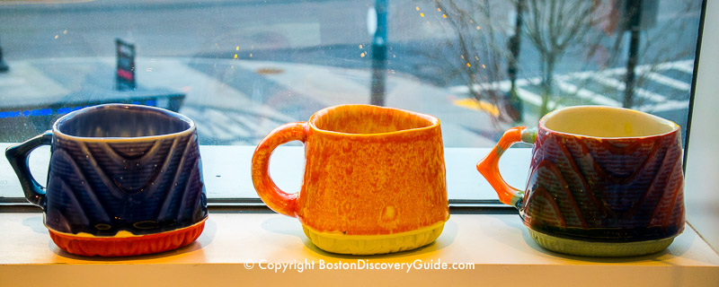 Pottery on display at the Boston Society of Arts & Crafts in Seaport Pottery on display at the Boston Society of Arts & Crafts in Seaport