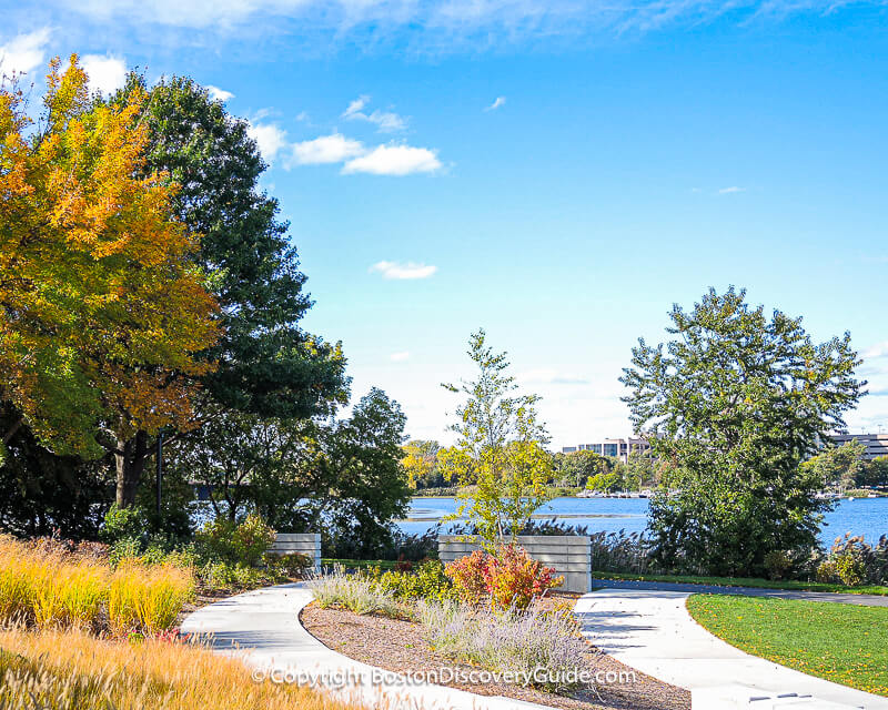 Harborwalk along the Mystic River, just a 1-minute walk from The Row Hotel 