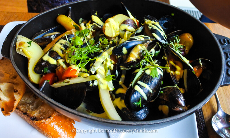 Mussels and potatoes at Bar Boulud Mussels and potatoes at Bar Boulud