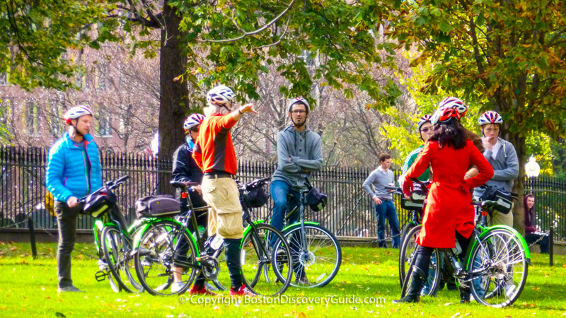 Bike tour group on Boston Common