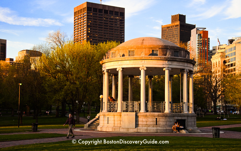 Parkman Bandstand on Boston Common just as the sun is setting