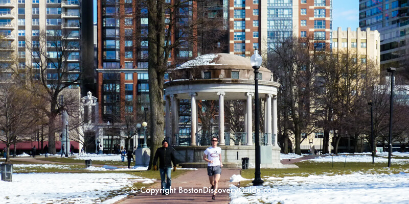 Boston Common in winter on sunny day