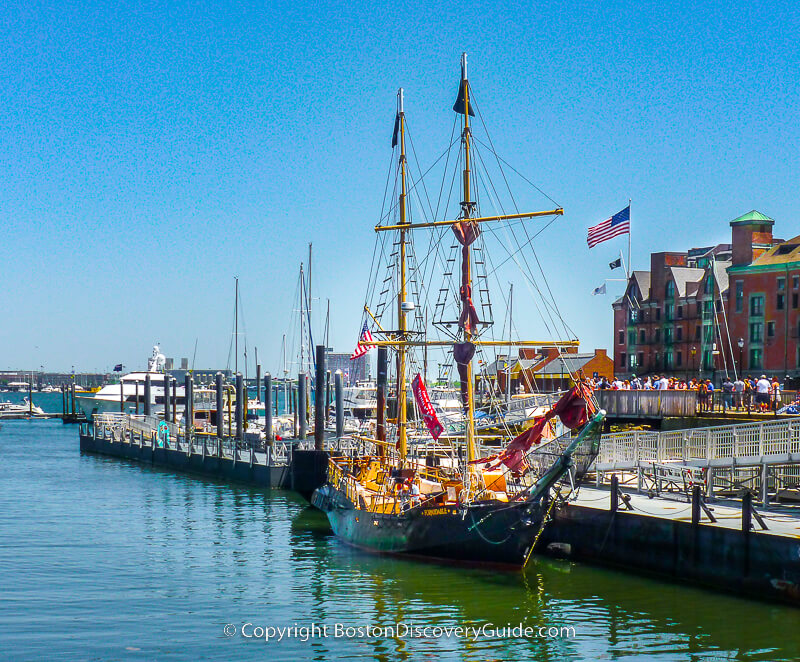 Long Wharf on Boston Harbor, with the Boston Marriott Long Wharf on the right