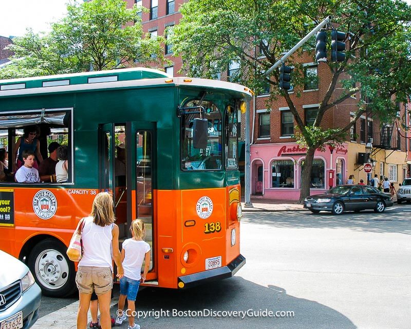 Old Town Trolley in Boston's North End Old Town Trolley in Boston's North End