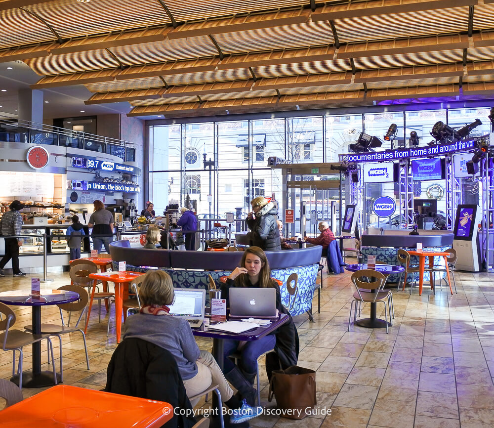 Coffee bar and Public Radio broadcast studio at Boston Public Library