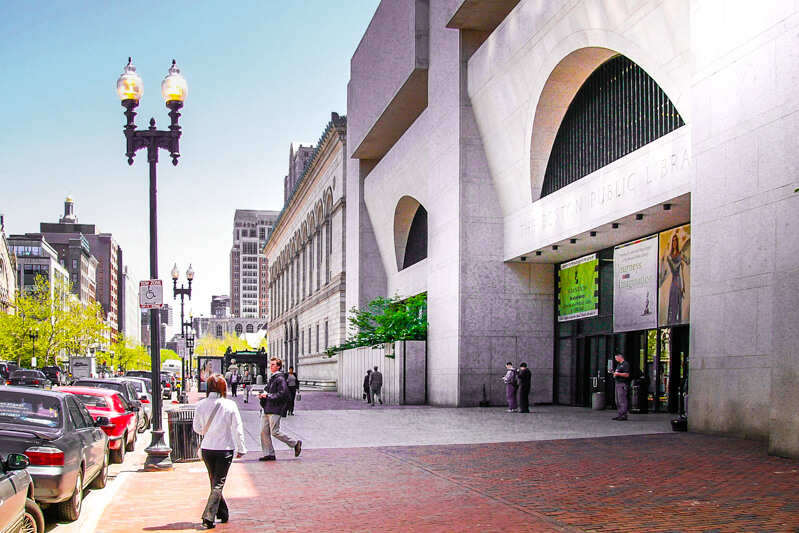 Boylston Street Entrance to the Johnson Building - Boston Public Library