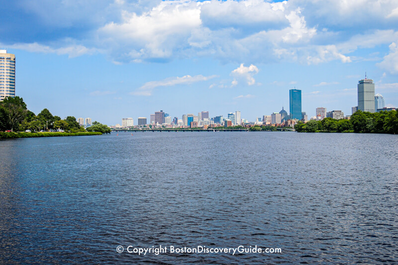 View of Boston skyline from a Charles River cruise