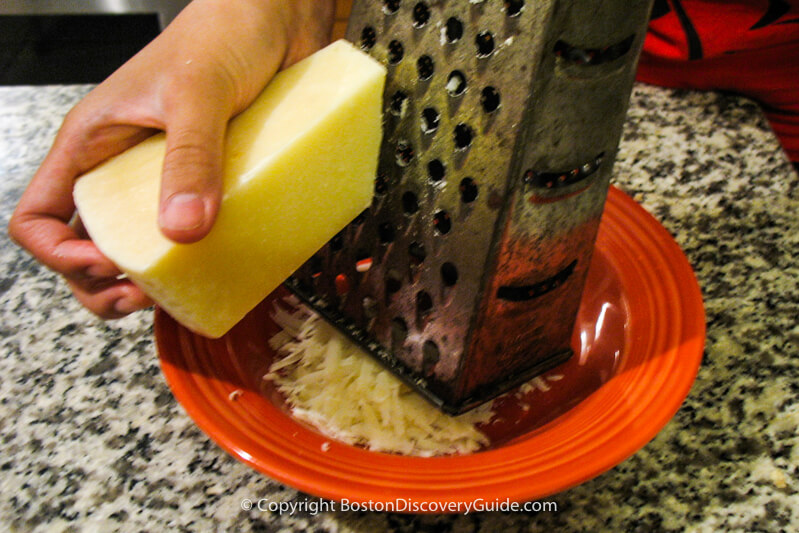 Grating the cheese