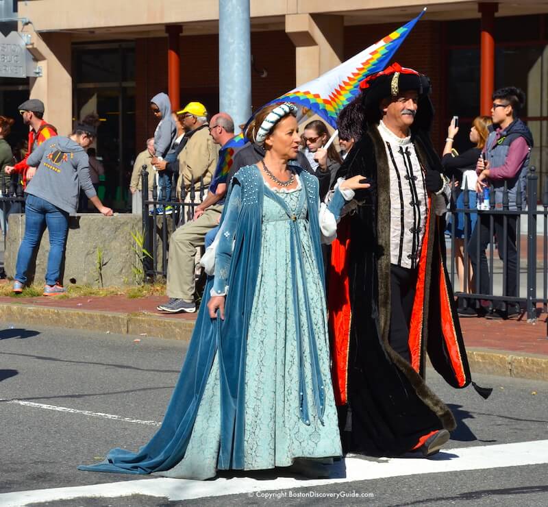 Columbus Day Parade - floats in Boston's North End neighborhood Columbus Day Parade - floats in Boston's North End neighborhood