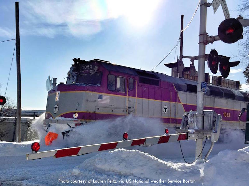 The commuter rail, in the aftermath of a blizzard