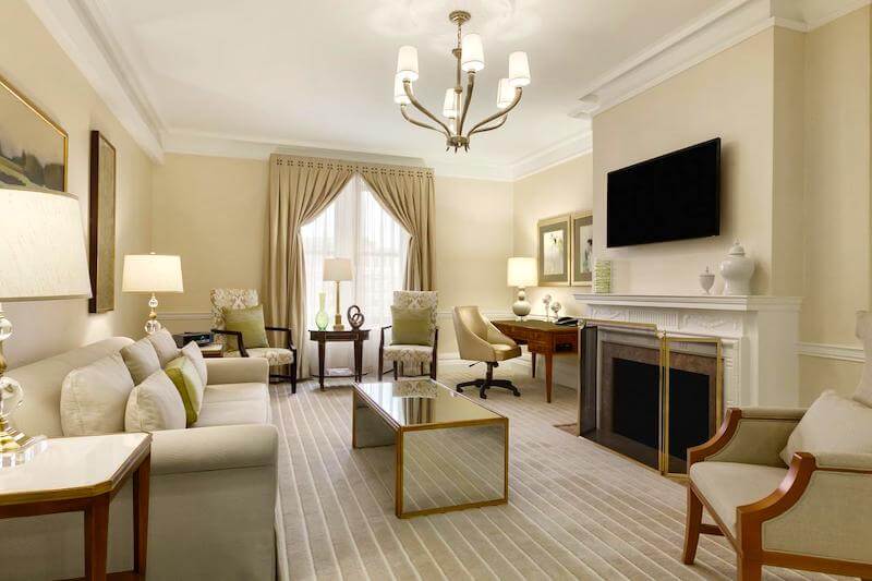Copley Plaza suite - Living room with a fireplace