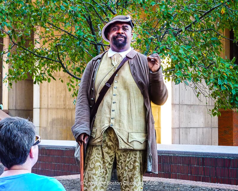 Reenactor portraying Crispus Attucks on Boston Freedom Trail