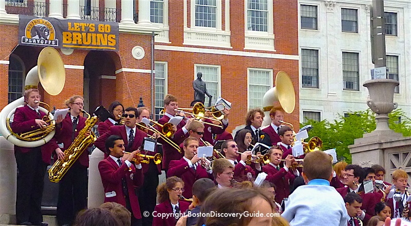 Duckling Day Parade - Harvard Brass Band leads the march