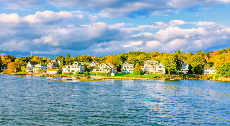 Fall foliage along the Maine coast