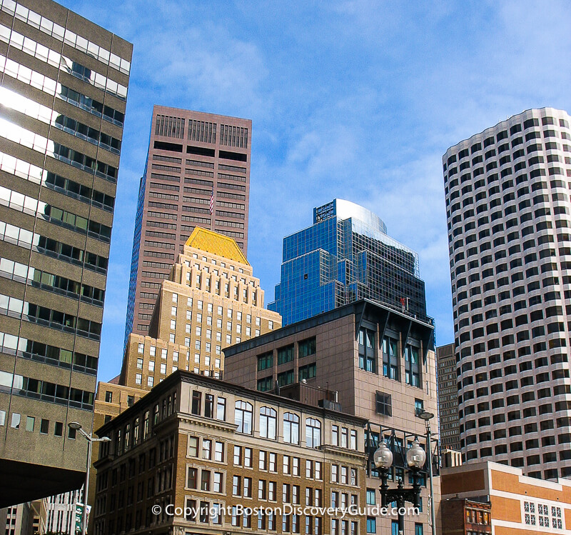 Old and new buildings in Boston's Financial District Old and new buildings in Boston's Financial District