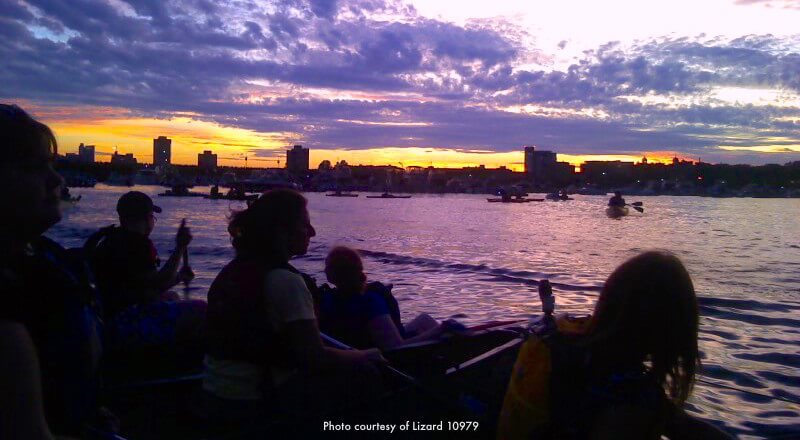 Waiting for fireworks to begin on the Cambridge side of the Charles River