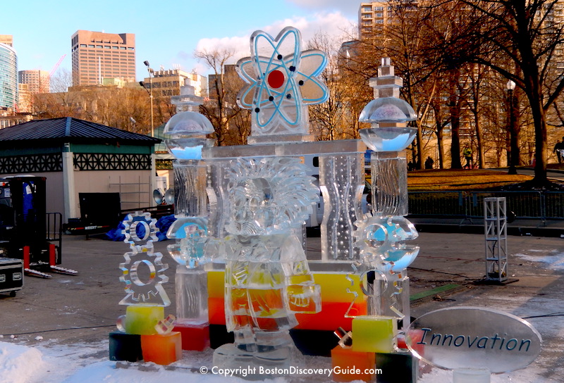 Ice sculpture for the First Night festivities in Boston Common