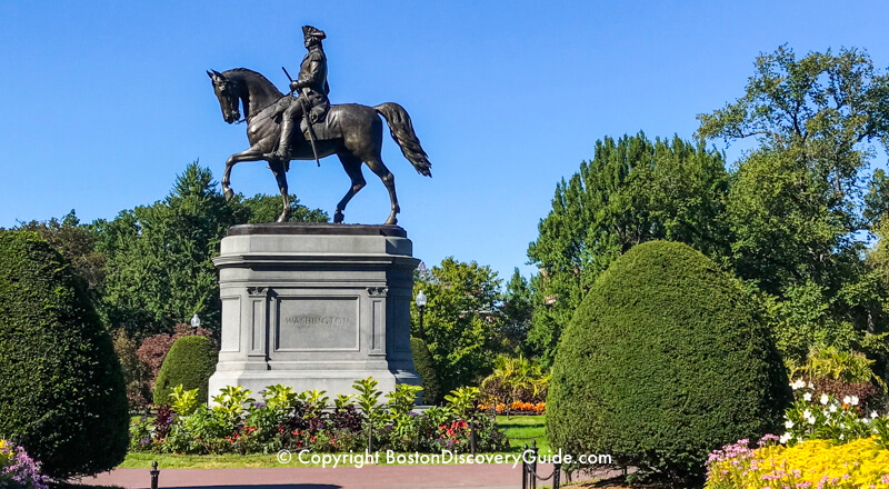 Statue of George Washington, Commander of the Continental Army during the Siege of Boston, in the Public Garden Statue of George Washington, Commander of the Continental Army during the Siege of Boston, in the Public Garden