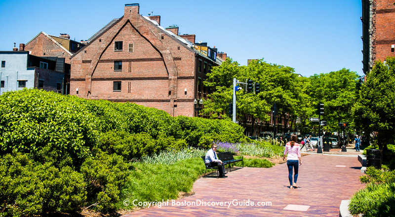 Boston's Greenway attraction:  Path through the North End Parks
