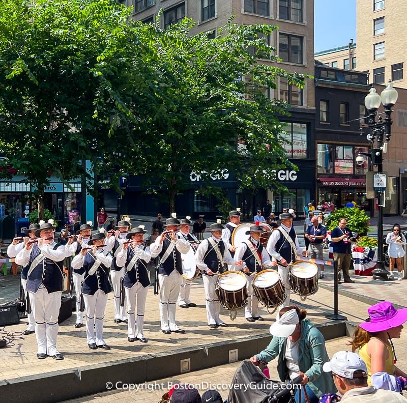 Fife and Drum band playing on Washington Street in Downtown Crossing 