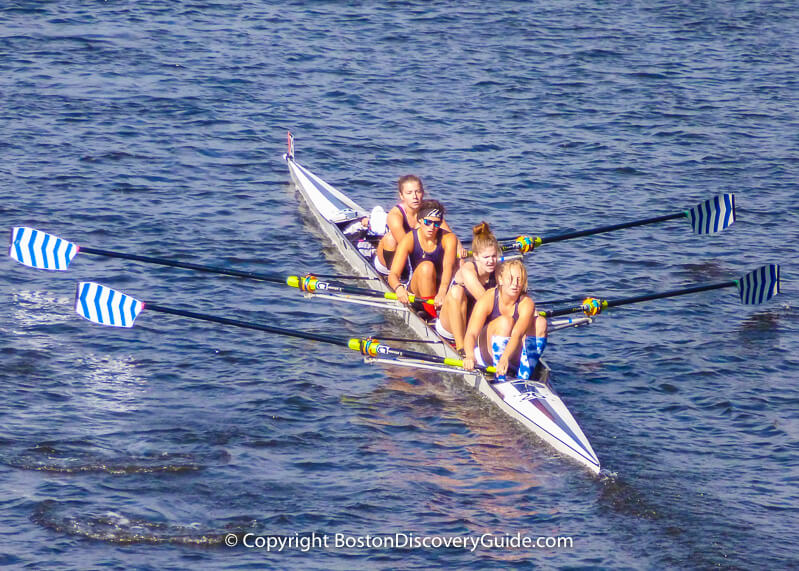 Women's crew team rowing in the Head of the Charles Regatta